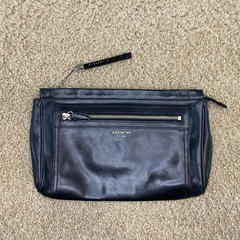 Coach black leather clutch